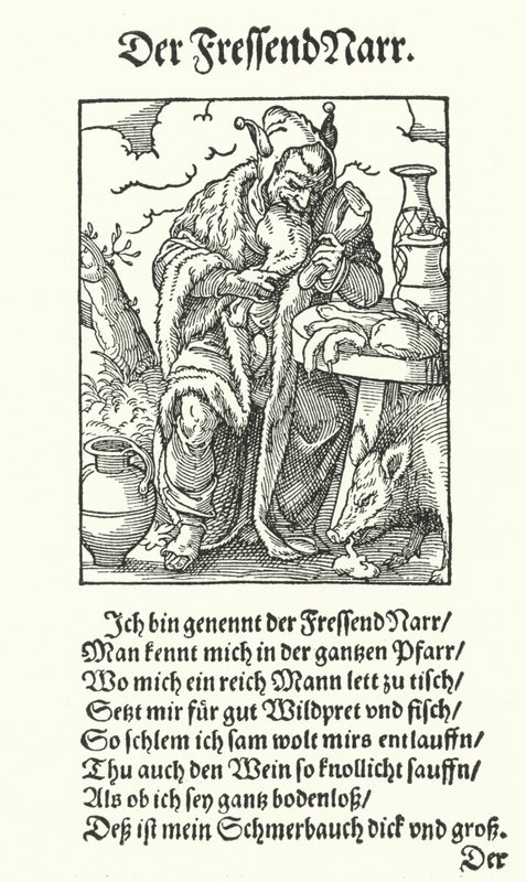 The Gluttonous Fool (gravering) af Jost (after) Amman