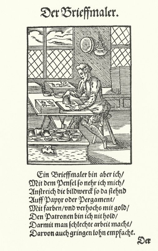 The Manuscript Illuminator (gravering) af Jost (after) Amman