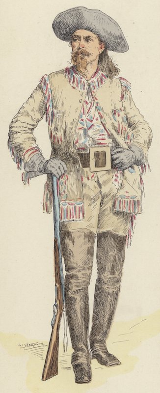 Buffalo Bill (farve litho) af Jules Arsene (after) Garnier