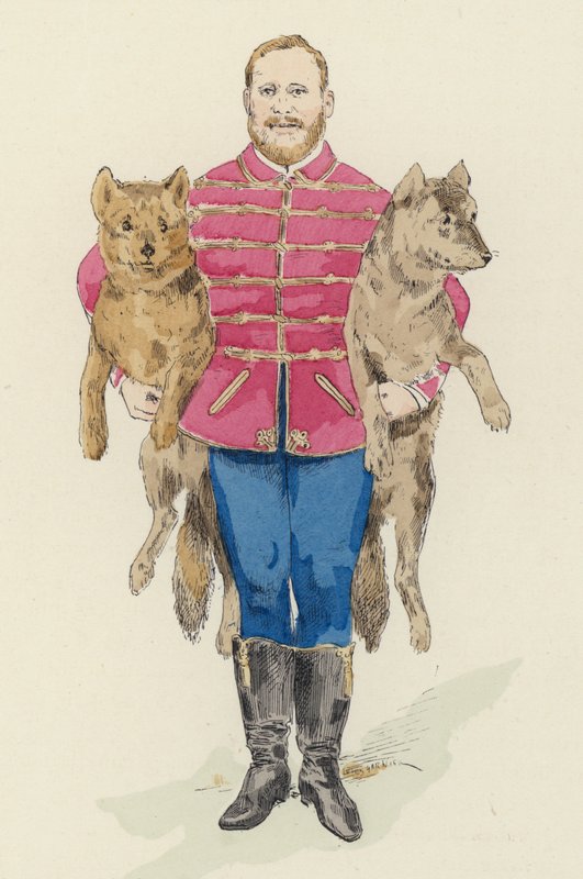 Hundetræner (farve litho) af Jules Arsene (after) Garnier