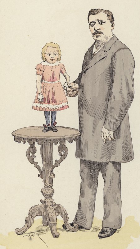 Midget (farve litho) af Jules Arsene (after) Garnier
