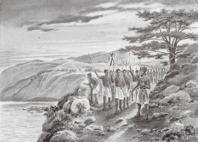 Sargon I ved Middelhavet (litografi) af Justus Hill