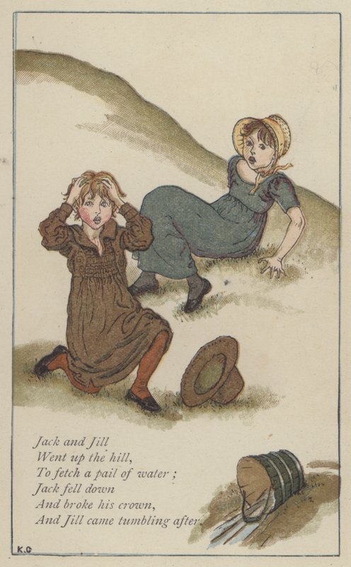Jack og Jill (farve litho) af Kate (after) Greenaway