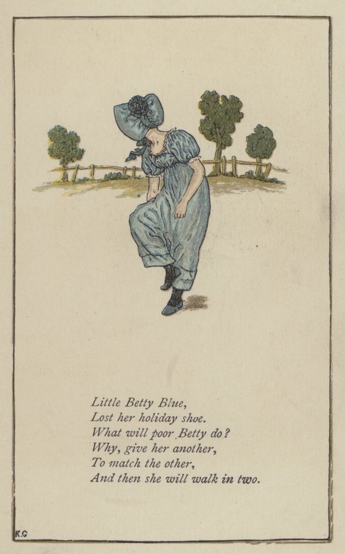Little Betty Blue (farve litho) af Kate (after) Greenaway