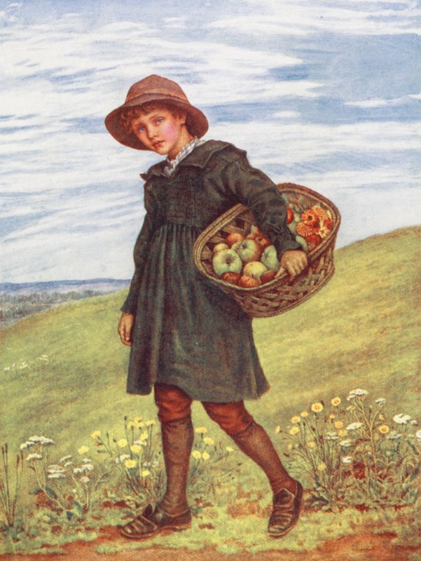 Af sted til landsbyen (farvelitografi) af Kate (after) Greenaway