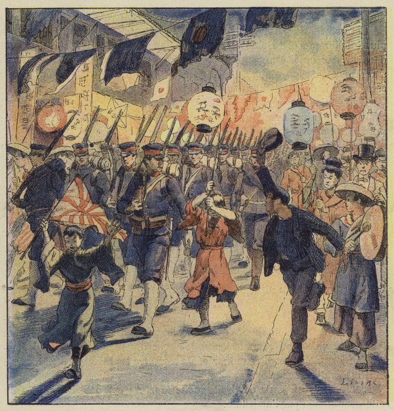 Patriotiske protester i Japan af L. Malespine