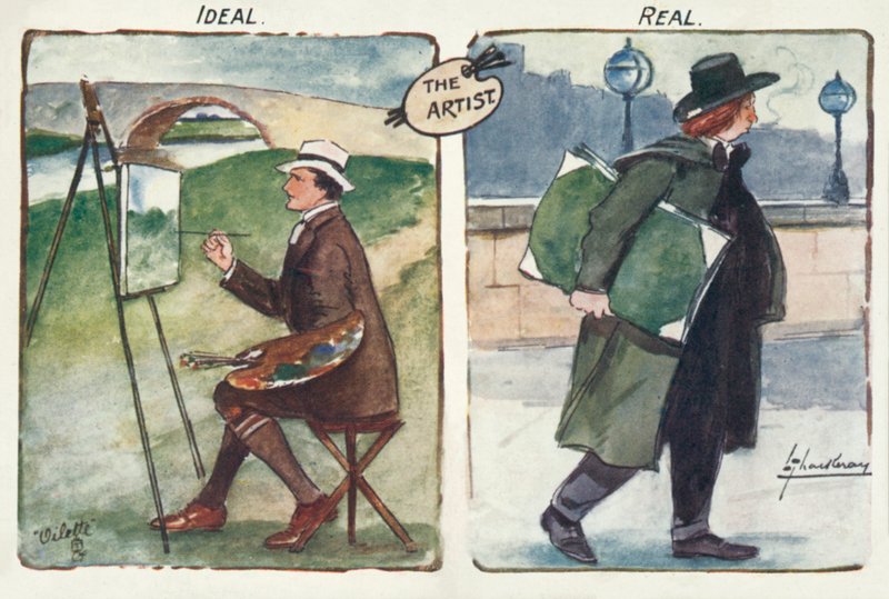 Ideel og virkelig (farvelitografi) af Lance Thackeray