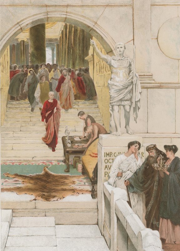Venter på publikum med Agrippa (chromolitho) af Lawrence Alma Tadema