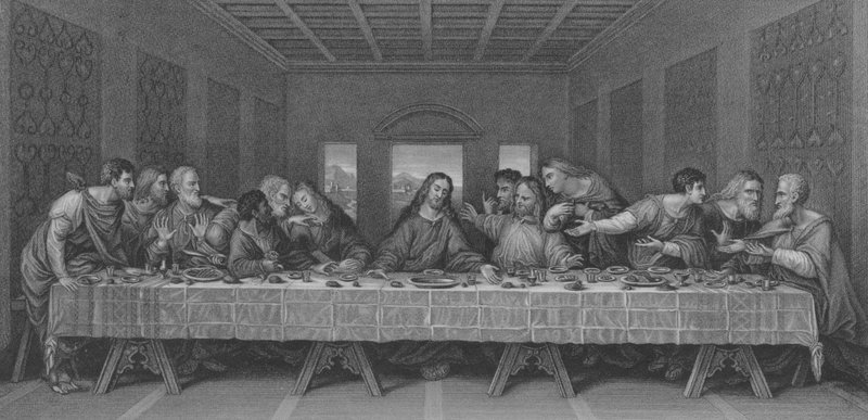 Den sidste nadver, Matthæus 26, vers 17-30 af Leonardo da after Vinci