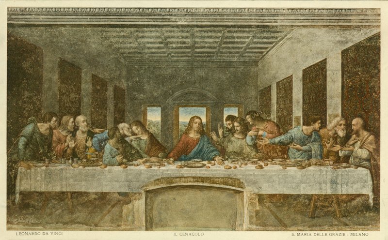Den sidste nadver (farvelitografi) af Leonardo da (after) Vinci