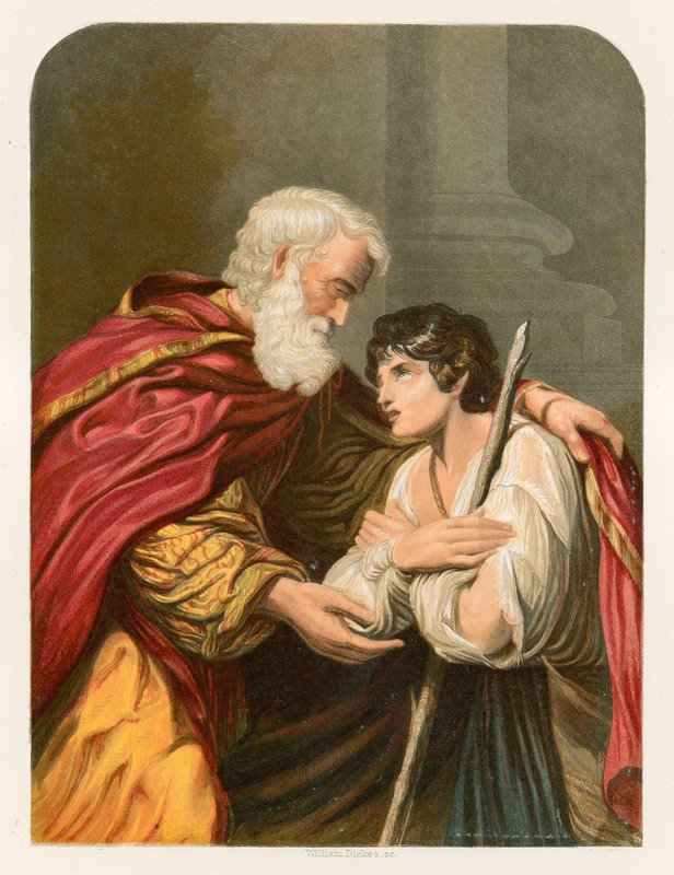 Den fortabte søn (farve litho) af Lionello Spada