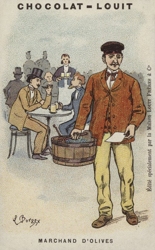 Olivenhandler (chromolitho) af Louis Borgex