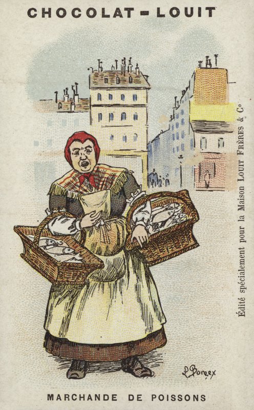 Fiskehandler (chromolitho) af Louis Borgex