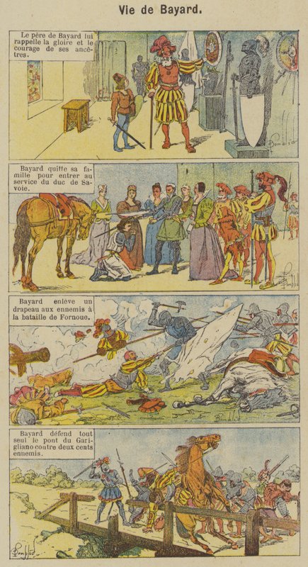 Life of Bayard (farve litho) af Louis Charles (after) Bombled