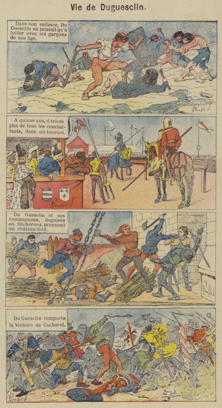 Vie de Duguesclin (farve litho) af Louis Charles (after) Bombled