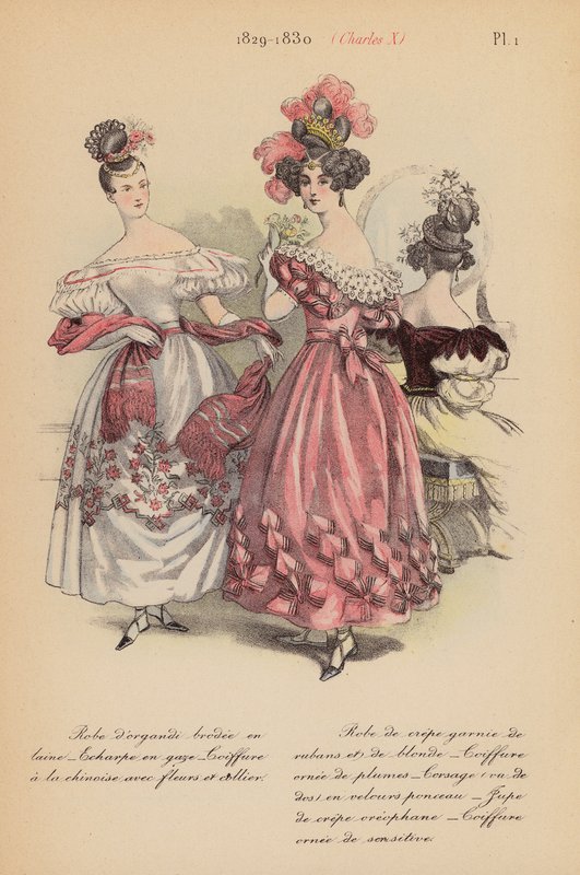 Fransk mode: 1829-1830, Charles X (farvelitografi) af Louis Colas