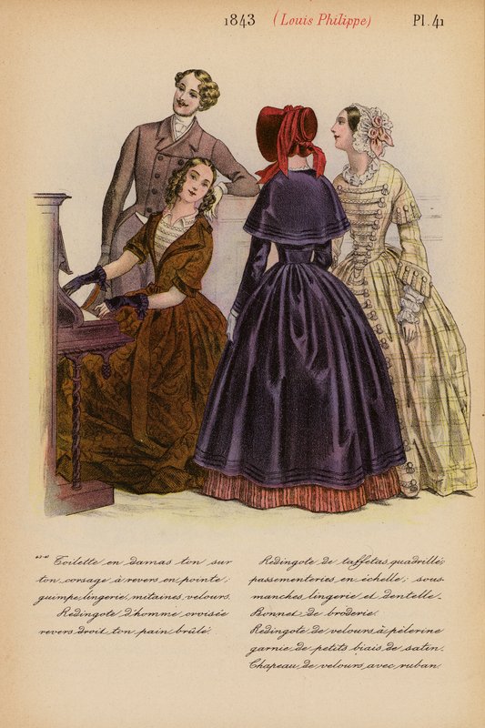 Fransk mode: 1843, Louis-Philippe (farvelitografi) af Louis Colas