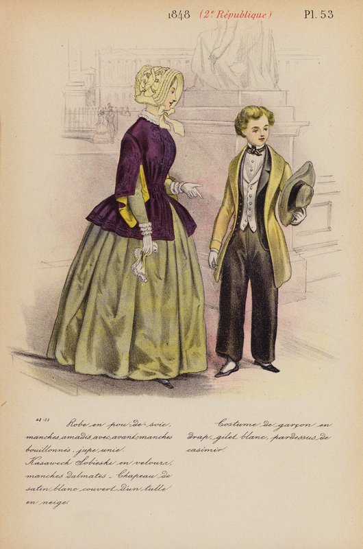 Fransk mode: 1848, 2e Republique (farvelitografi) af Louis Colas