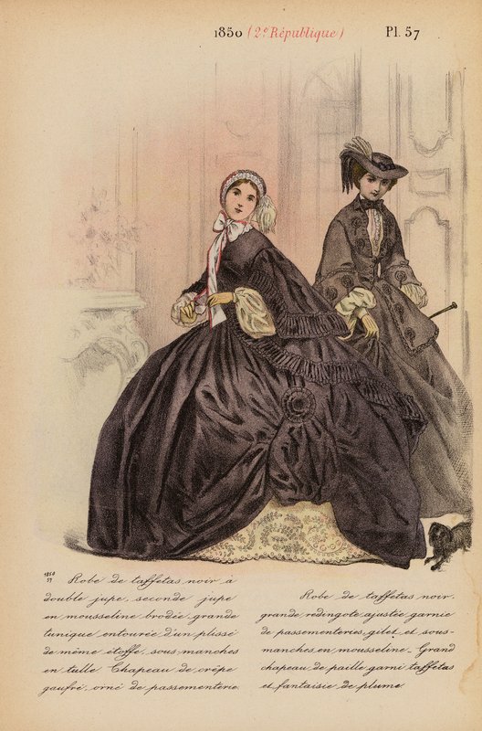 Fransk mode: 1850, 2e Republique (farvelitografi) af Louis Colas