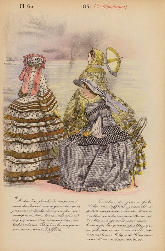 Fransk mode: 1851, 2e Republique (farvelitografi) af Louis Colas
