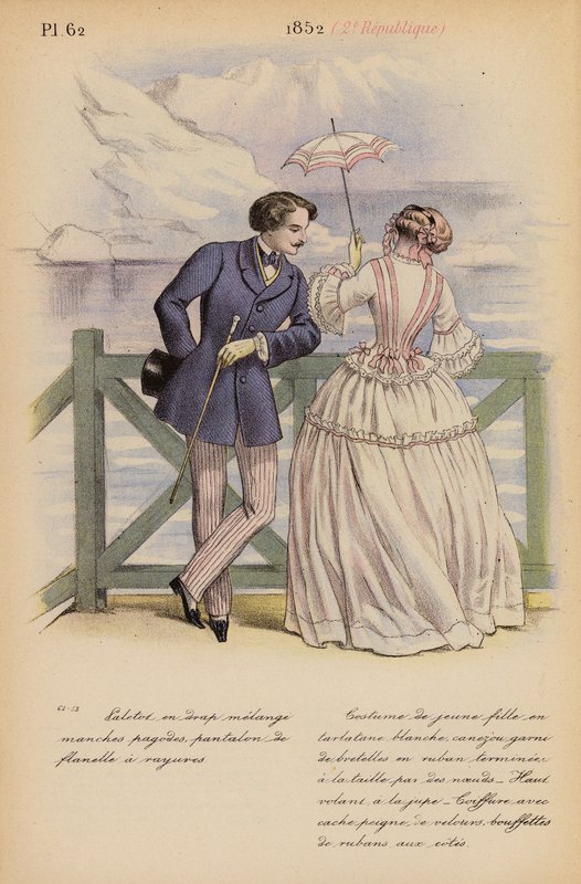 Fransk mode: 1852, 2e Republique (farvelitografi) af Louis Colas