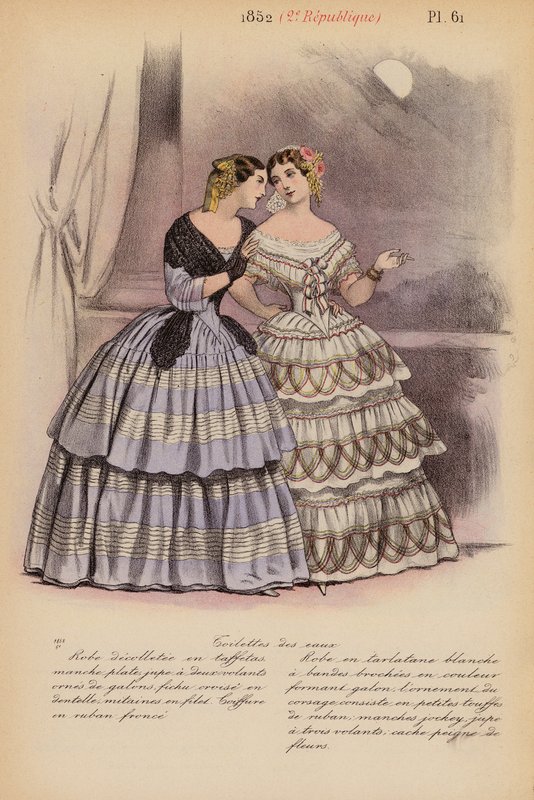 Fransk mode: 1852, 2e Republique (farvelitografi) af Louis Colas