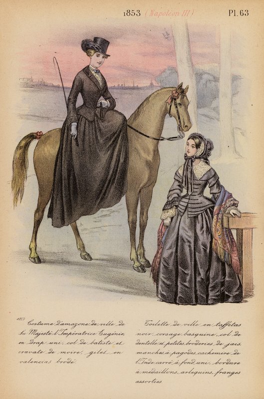 Fransk mode: 1853, Napoleon III (farvelitografi) af Louis Colas