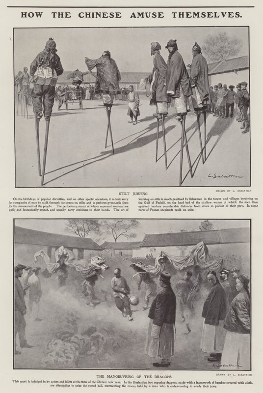 Hvordan kineserne morer sig (litho) af Louis Remy Sabattier