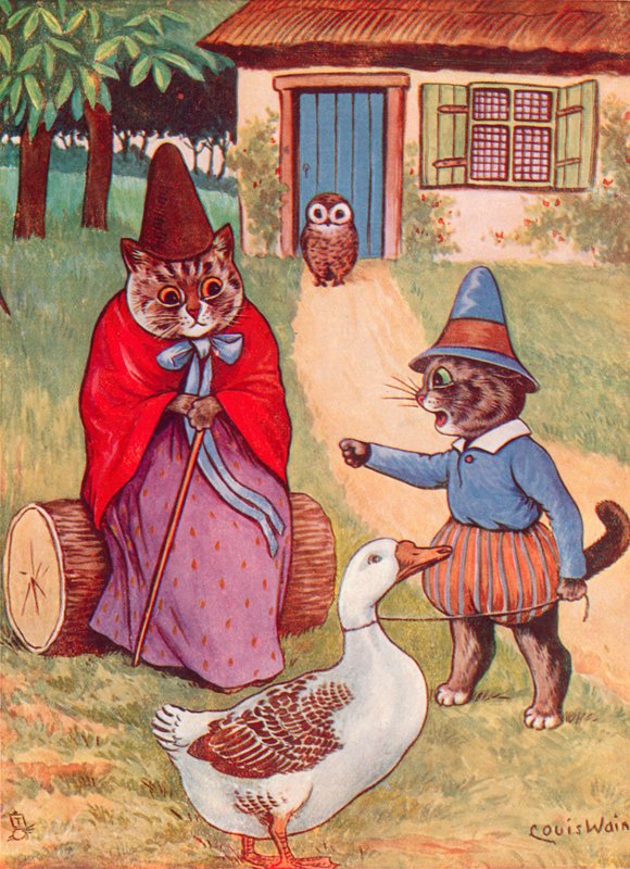 Gåsemor derhjemme af Louis Wain