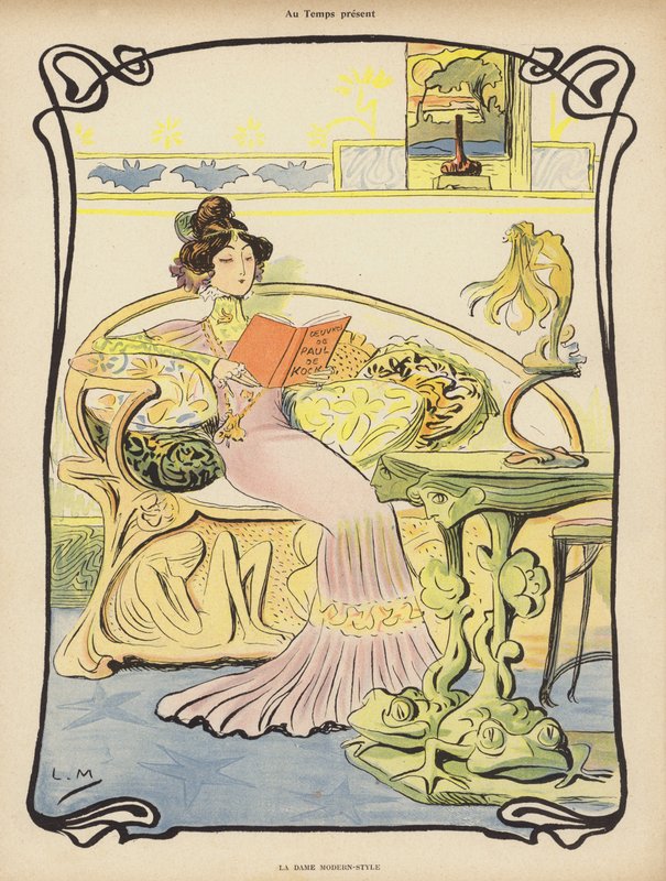 Den moderne dame (farve litho) af Lucien Metivet