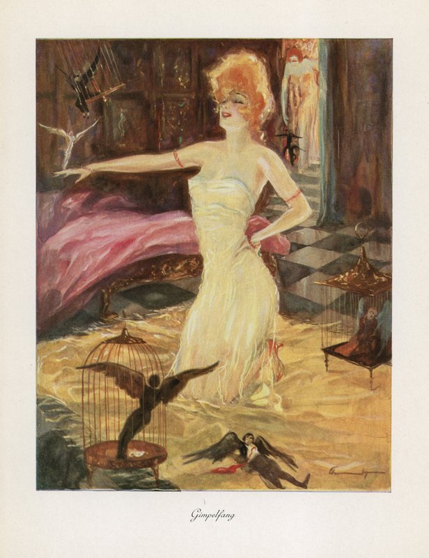 Gimpelfang (farve litho) af Ludwig Lutz Ehrenberger