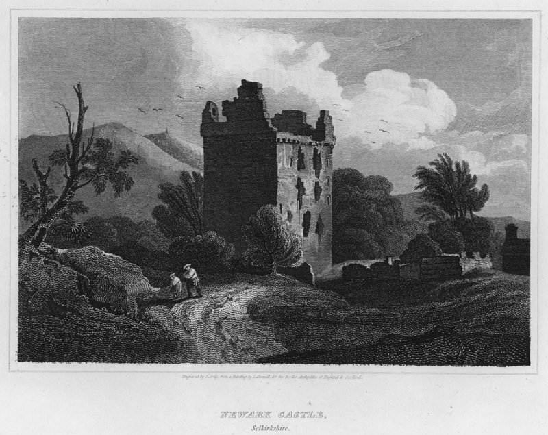 Newark Castle, Selkirkshire (gravering) af Luke (after) Clennell