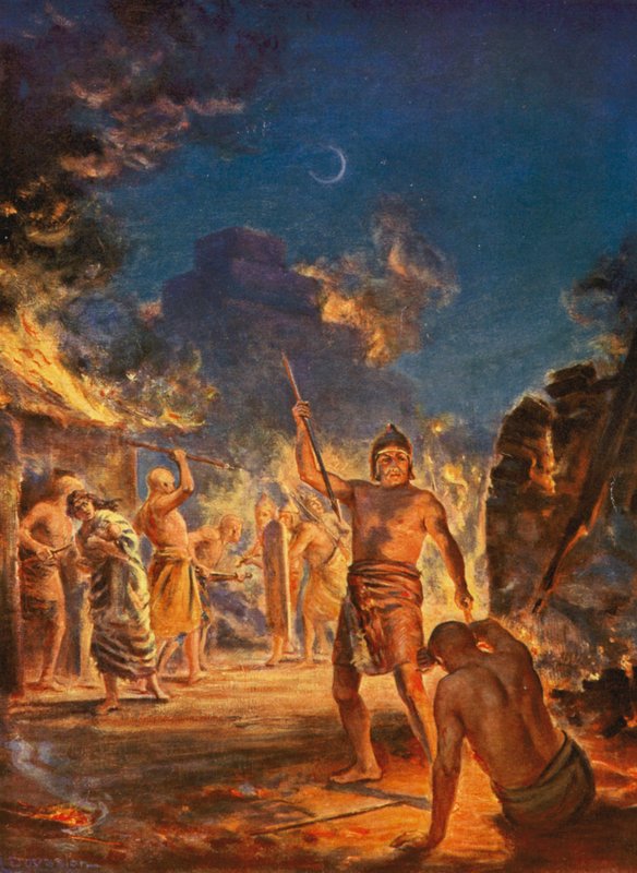 Afbrændingen af Lagash (farvelitografi) af Margaret (after) Dovaston