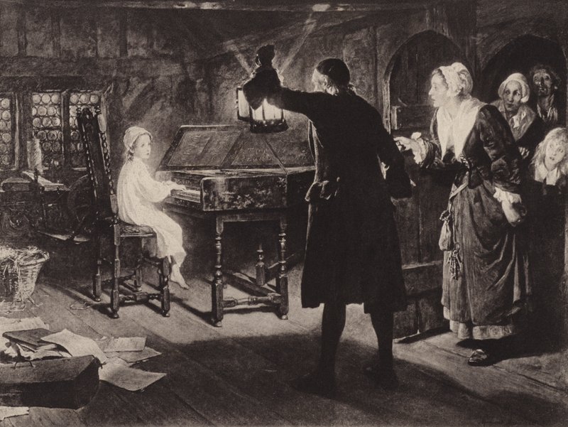 The Child Handel (litho) af Margaret Isabel Dicksee
