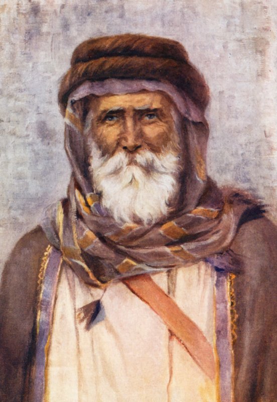 En drusisk sheik (farvelitografi) af Margaret Thomas