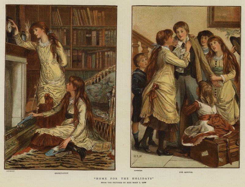 Hjem til ferien (chromolitho) af Mary L. Gow
