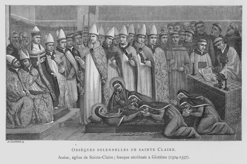 Begravelse af St. Claire (litho) af Maso di Banco Giottino