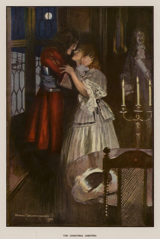 Julehilsen (farve litho) af Maurice (after) Greiffenhagen