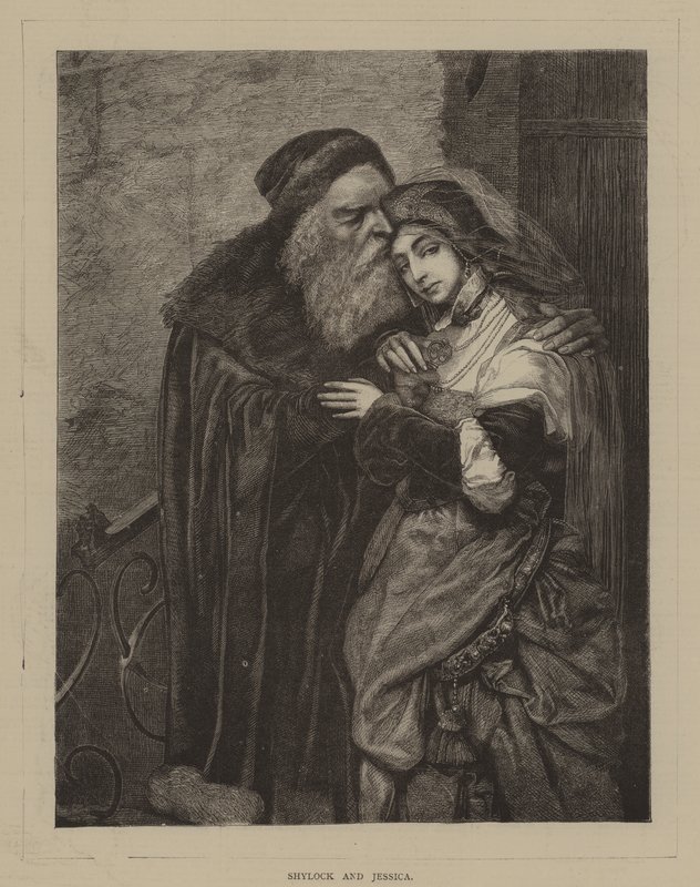 Shylock og Jessica (gravering) af Maurycy Gottlieb