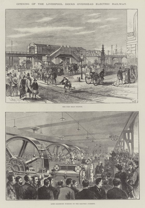 Åbning af Liverpool Docks overhead Electric Railway af Melton Prior