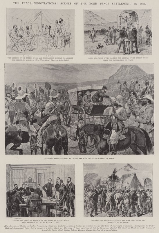 Fredsforhandlingerne, scener fra boerens fredsaftale i 1881 af Melton Prior