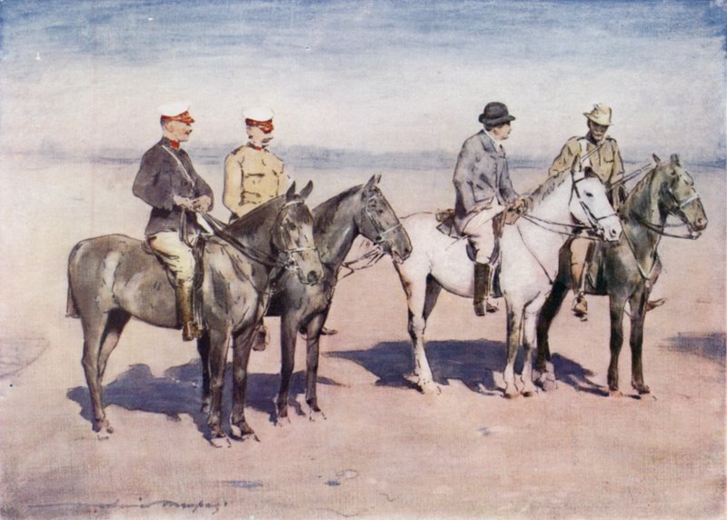 Sir Alfred Milner interviewer oberst Cholmondeley fra CIV af Mortimer Ludington Menpes