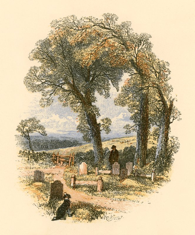 En kirkegårdsscene af Myles Birket Foster