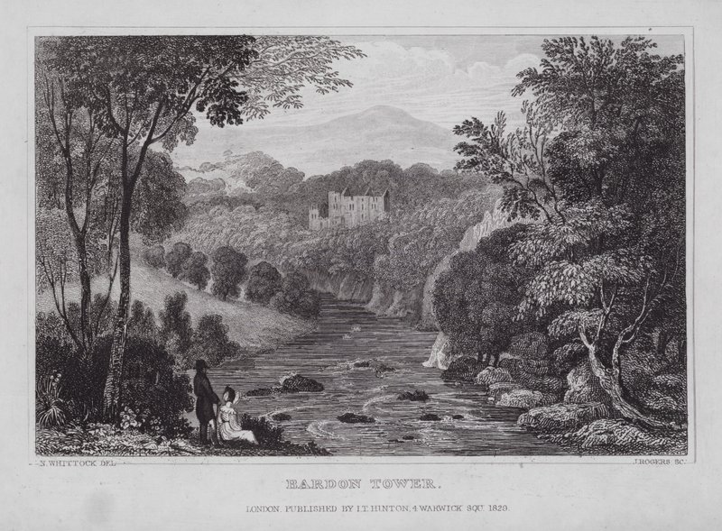 Bardon Tower (gravering) af Nathaniel (after) Whittock