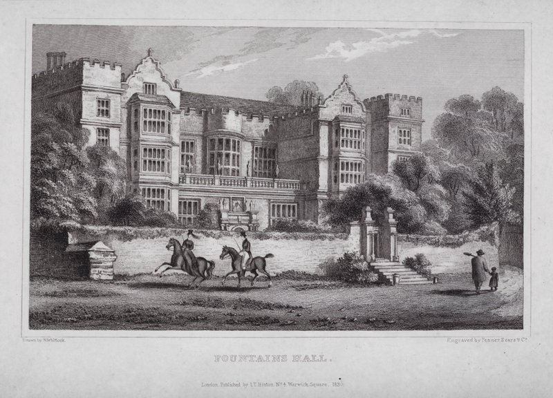 Fountain Hall (gravering) af Nathaniel (after) Whittock