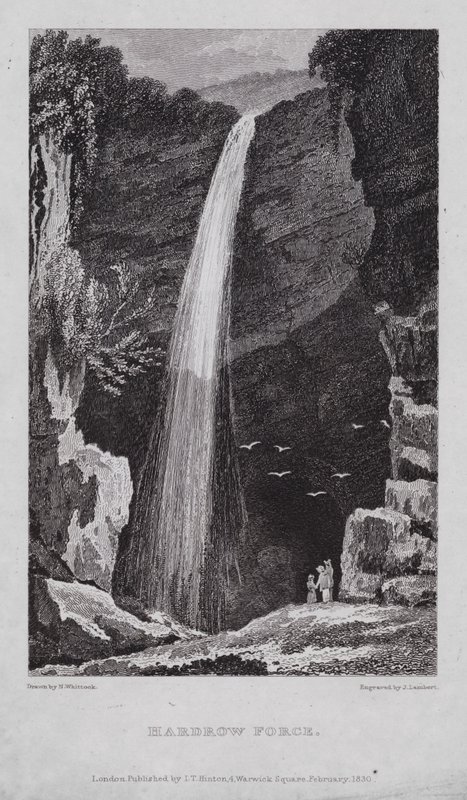 Hardrow Force (gravering) af Nathaniel (after) Whittock