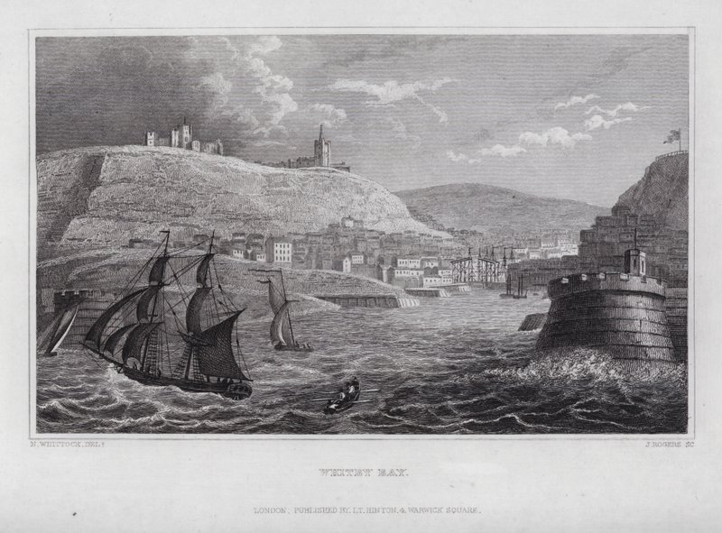 Whitby Bay (gravering) af Nathaniel (after) Whittock