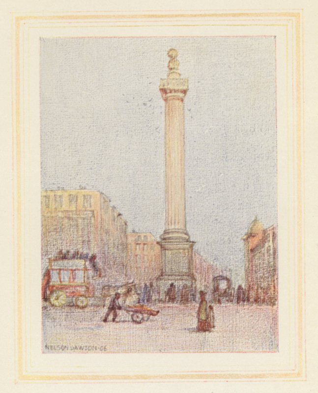 Monumentet (farvelitografi) af Nelson Dawson