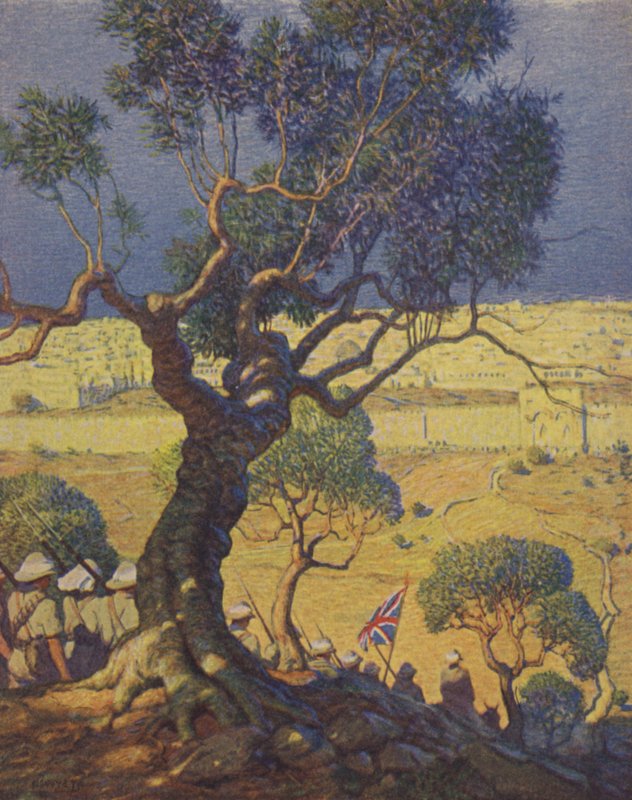 Engelske tropper på vej ned fra Oliebjerget af Newell Convers Wyeth