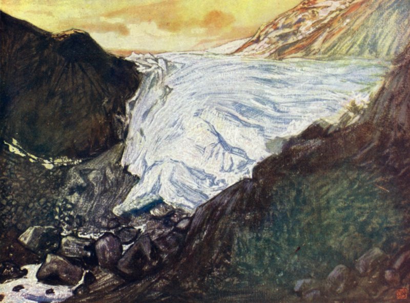 Norge: Buerbrae, Odde Hardanger (farve litho) af Nico Jungman